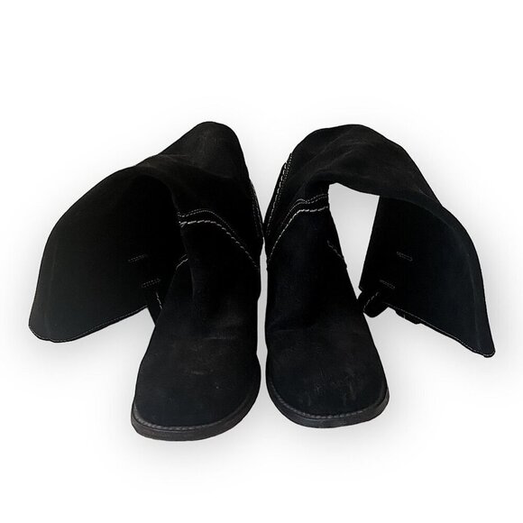 Bed Stu Black Suede Mid Calf Boots, chunky heel, Size 6 - Picture 3 of 16